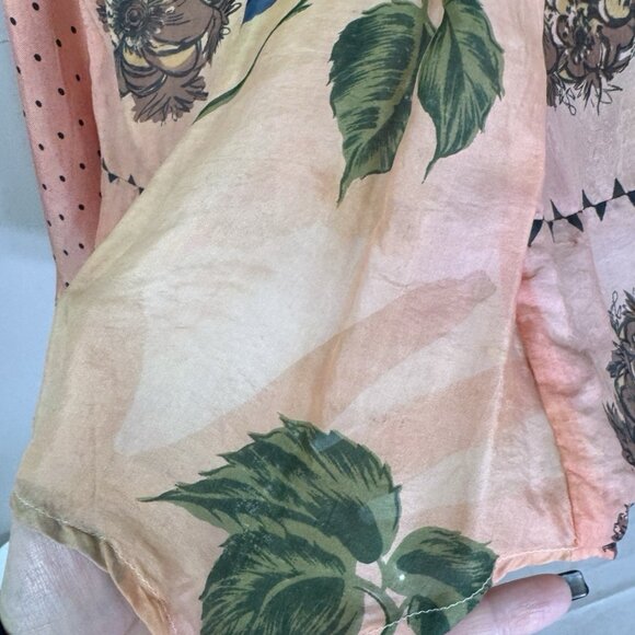 Vintage Claudette Medium Silk Sheer Skirt Boho Floral Horse Equestrian Western - Picture 4 of 11